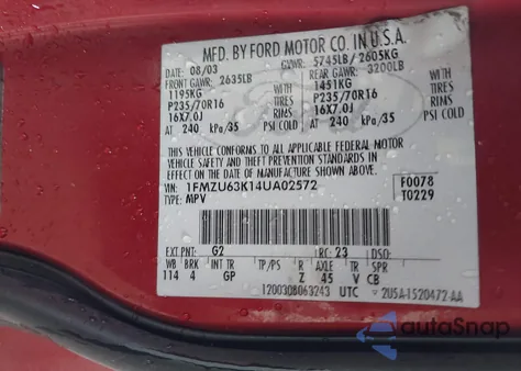 2004 Ford Explorer Xlt from USA, damaged, VIN 1FMZU63K14UA02572